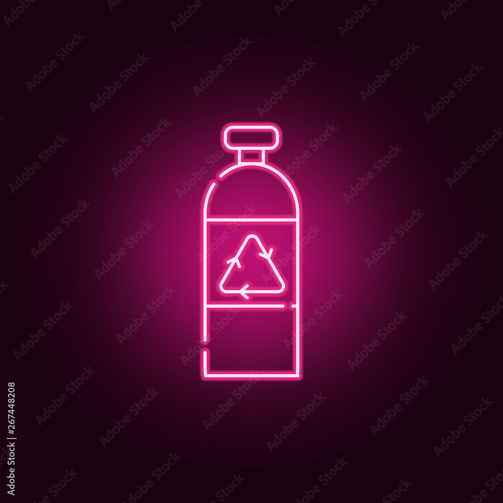 Recycling glass bottle neon icon. Elements of ecology set. Simple icon for websites, web design, mobile app, info graphics Recycling glass bottle neon icon. Elements of ecology set. Simple icon for websites, web design, mobile app, info graphics