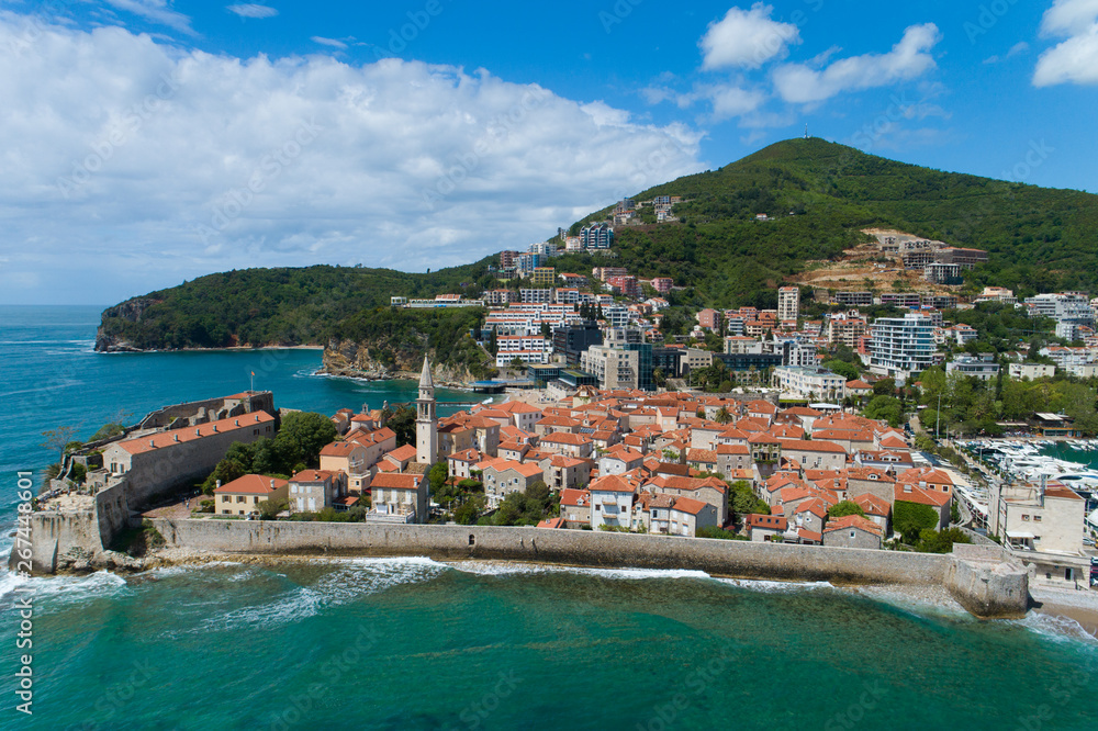 Aerial View of Old Budva in Montenegro.