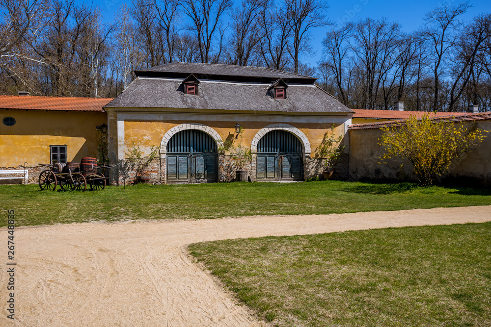 Old house with gate and flower