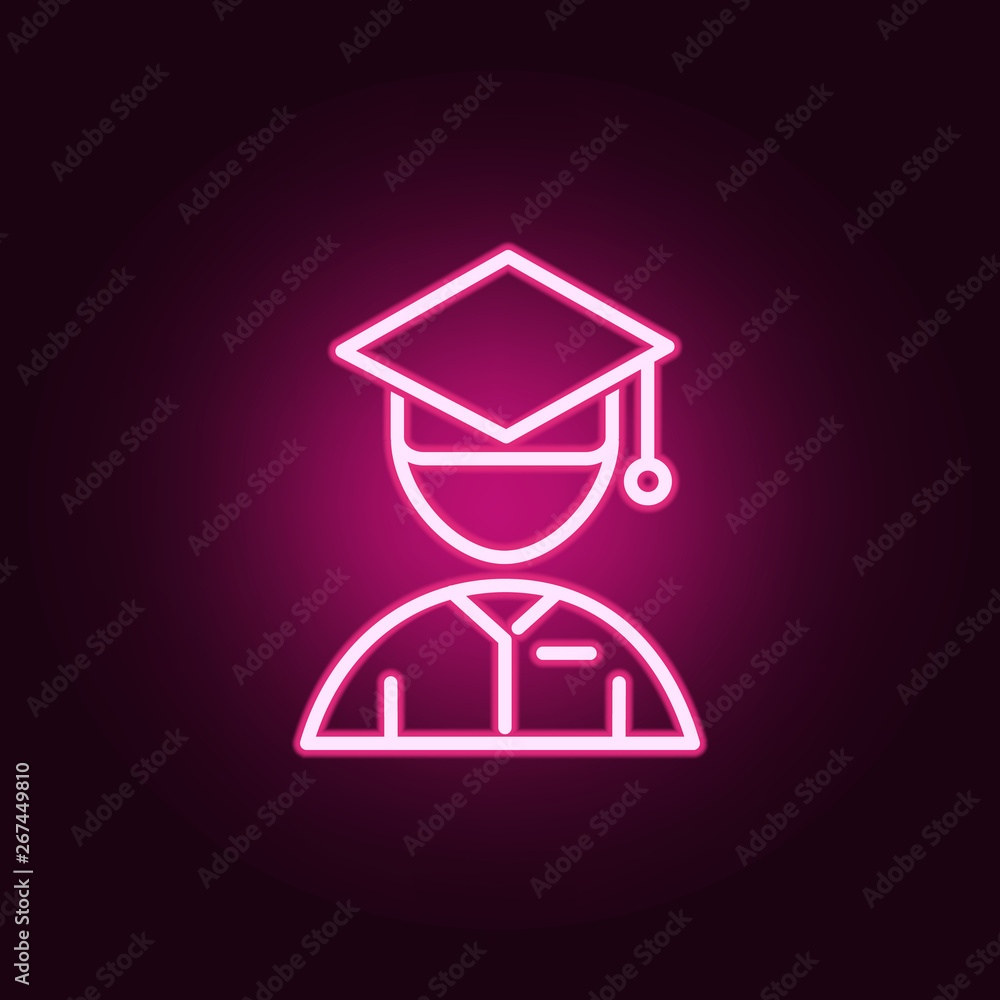 Avatar with graduation cap neon icon. Elements of education set. Simple icon for websites, web design, mobile app, info graphics Avatar with graduation cap neon icon. Elements of education set. Simple icon for websites, web design, mobile app, info graphics