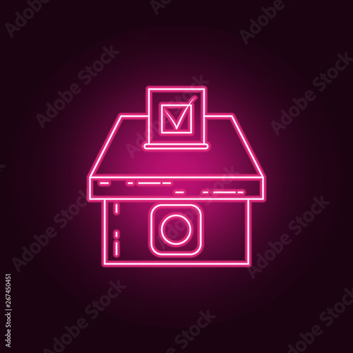 Ballot box neon icon. Elements of election set. Simple icon for websites, web design, mobile app, info graphics
