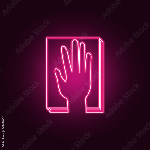 Oath on the constitution neon icon. Elements of election set. Simple icon for websites  web design  mobile app  info graphics