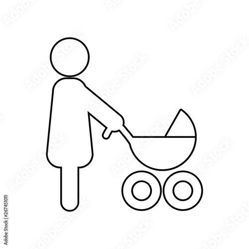 Mother with stroller icon. Element of family for mobile concept and web apps icon. Outline, thin line icon for website design and development, app development