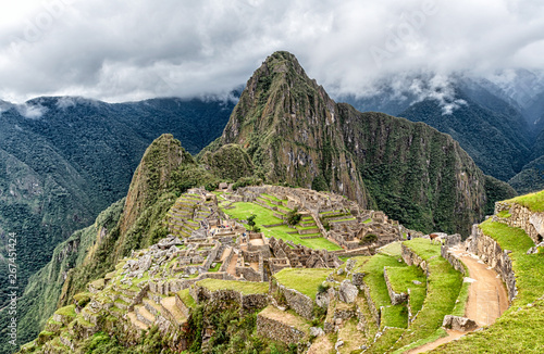 Arceological site in Machu Picchu the ancient Inca city near Cusco, Peru.