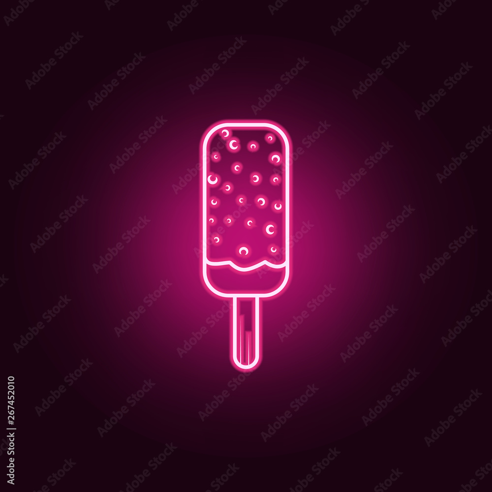Ice lolly neon icon. Elements of fast food set. Simple icon for websites, web design, mobile app, info graphics Ice lolly neon icon. Elements of fast food set. Simple icon for websites, web design, mobile app, info graphics