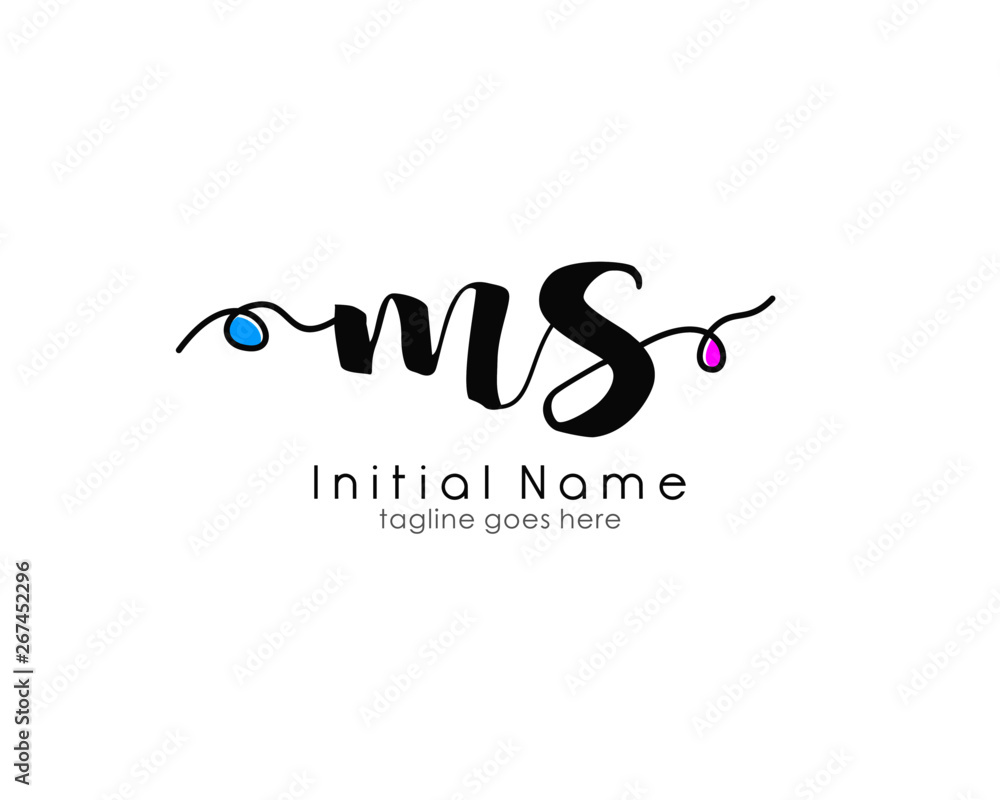 Fototapeta premium M S MS Initial brush color logo template vetor