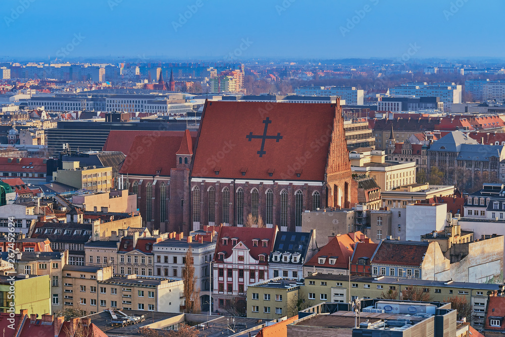 Aerial view on the centre of the city Wroclaw, Poland