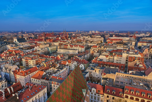 Obraz na płótnie Aerial view on the centre of the city Wroclaw, Poland w salonie
