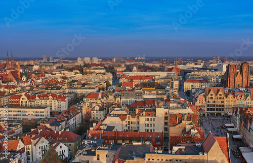 Obraz na płótnie Aerial view on the centre of the city Wroclaw, Poland w salonie