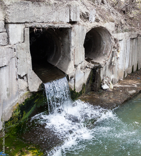 Run-off pipes discharging water