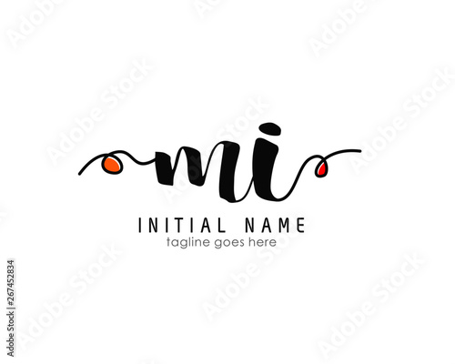 M I MI Initial brush color logo template vetor
