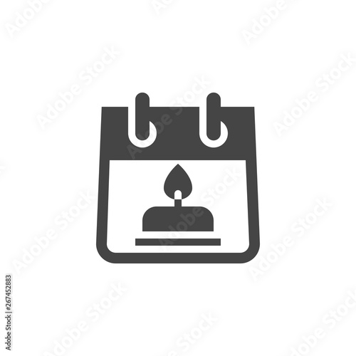 Calendar with Cake Sign. Holiday Date, Birthday, Wedding, Anniversary Icon. Reminder About Important Event Black Flat Symbol. Vector Isolated for Web and App in Glyph Style