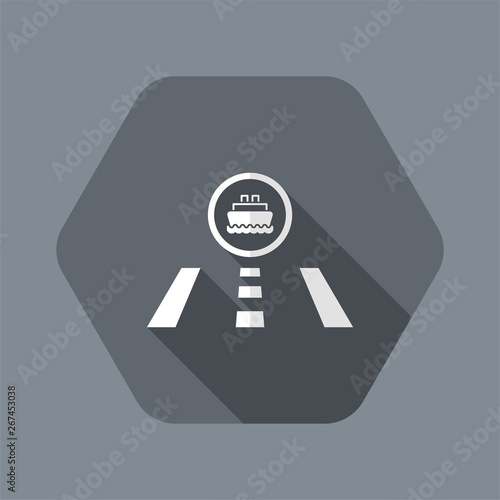 Vector illustration of single isolated road to port icon