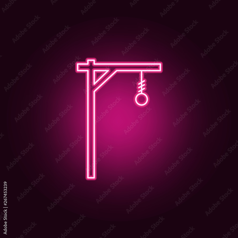 Gallows neon icon. Elements of Halloween set. Simple icon for websites, web design, mobile app, info graphics Gallows neon icon. Elements of Halloween set. Simple icon for websites, web design, mobile app, info graphics