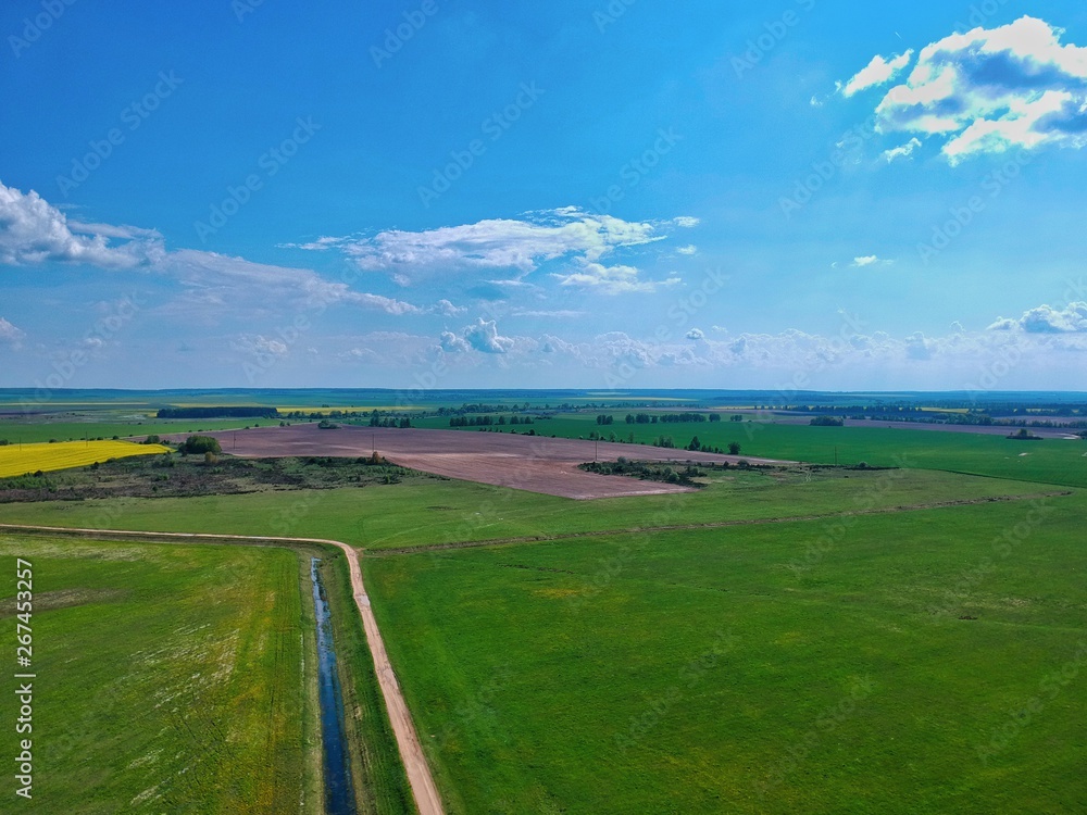 aerial view of the countryside in Minsk Region of Belarus