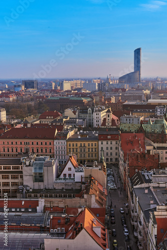 Wroclaw, Poland. Aerial view of Sky Tower and other buildings