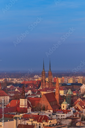 Aerial view on the centre of the city Wroclaw, Poland