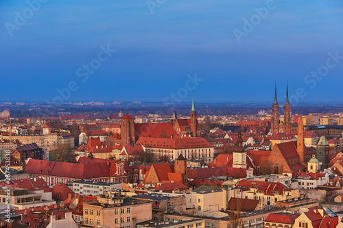 Obraz na płótnie Aerial view on the centre of the city Wroclaw, Poland w salonie