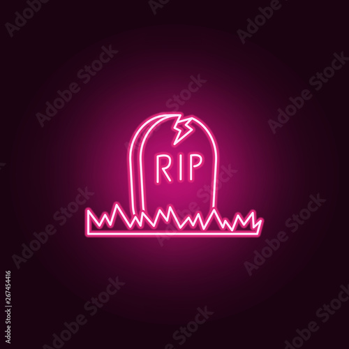 Halloween grave neon icon. Elements of Halloween set. Simple icon for websites, web design, mobile app, info graphics