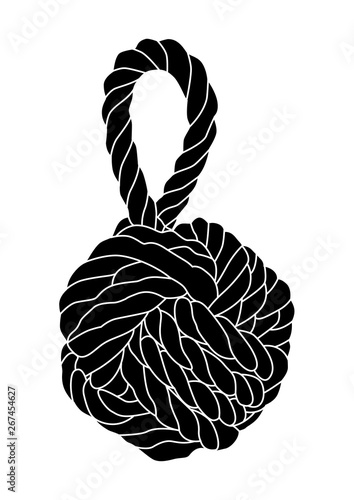 Vector illustration of monkey fist knot isolated.