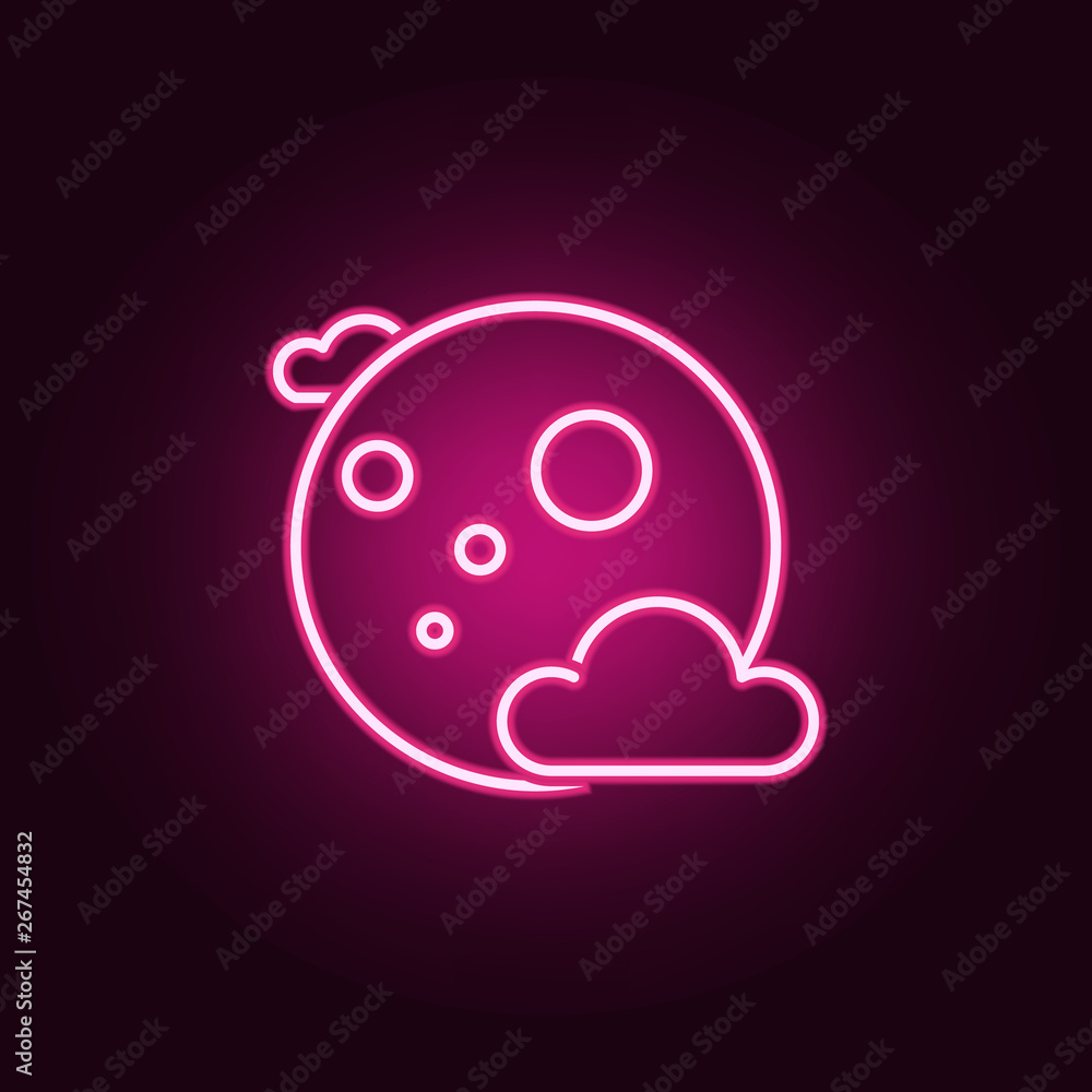 Halloween moon neon icon. Elements of Halloween set. Simple icon for websites, web design, mobile app, info graphics Halloween moon neon icon. Elements of Halloween set. Simple icon for websites, web design, mobile app, info graphics