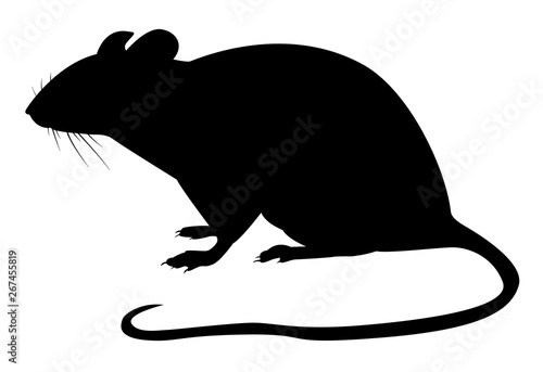 Motif noir d'un rat sur fond blanc