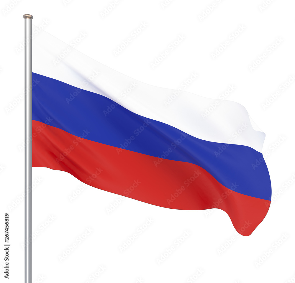 Waving colorful national flag of russia. Background texture. 3d rendering, wave. - Illustration Waving colorful national flag of russia. Background texture. 3d rendering, wave. - Illustration