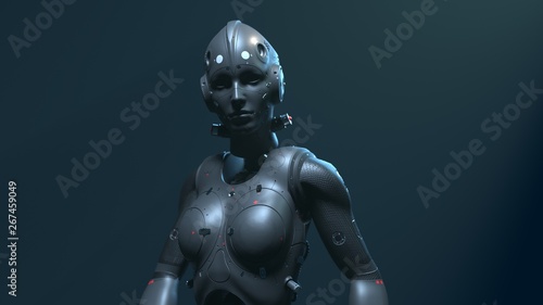 robot woman, sci-fi woman digital world of the future of neural networks and the artificial intelligence 3d render