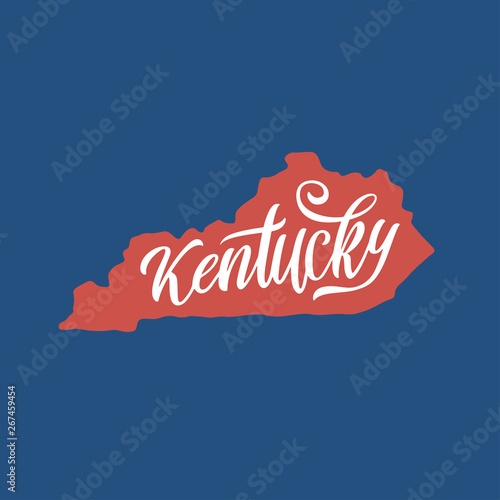 Kentucky. Hand drawn USA state name inside state silhouette. Vector illustration.