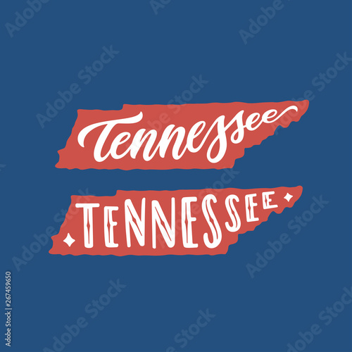 Tennessee. Hand drawn USA state name inside state silhouette. Vector illustration.