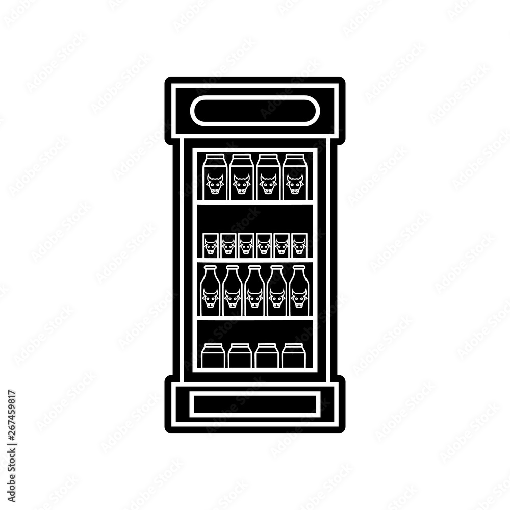 refrigerator with bottles of milk icon. Element of Hipermarket for mobile concept and web apps icon. Glyph, flat icon for website design and development, app development