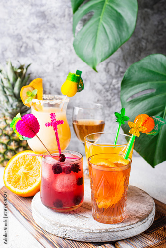 Set of different summer cocktails