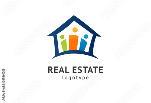 Abstract real estate agent logo icon vector design. Rent, sale of real estate vector logo, House cleaning, home security, real estate auction. Vector building logo concept.