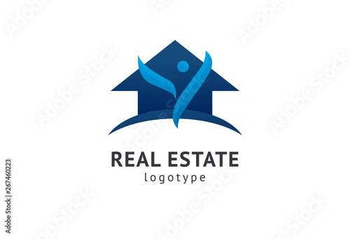 Abstract real estate agent logo icon vector design. Rent, sale of real estate vector logo, House cleaning, home security, real estate auction. Vector building logo concept.