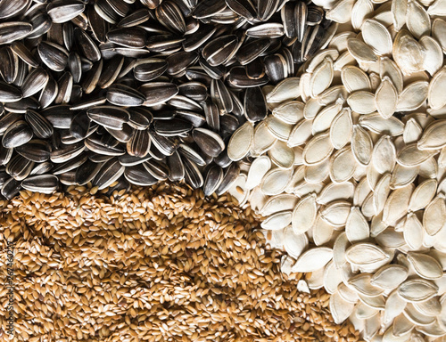 Sesame, sunflower and pumpkin seeds photo