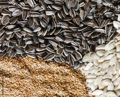 Sesame, sunflower and pumpkin seeds photo