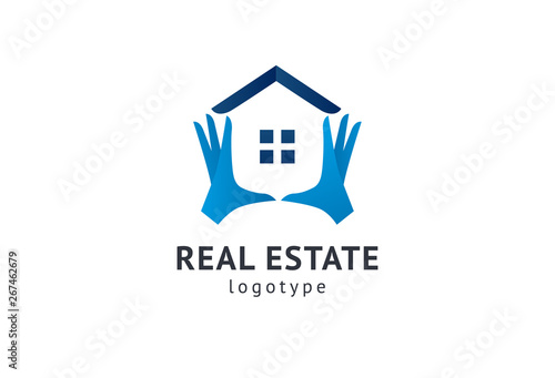 Abstract real estate agent logo icon vector design. Rent, sale of real estate vector logo, House cleaning, home security, real estate auction. Vector building logo concept.