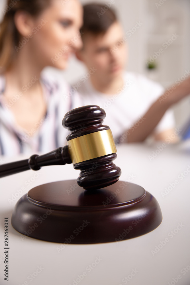 Judge gavel deciding on marriage divorce in office of lawyer Judge gavel deciding on marriage divorce in office of lawyer