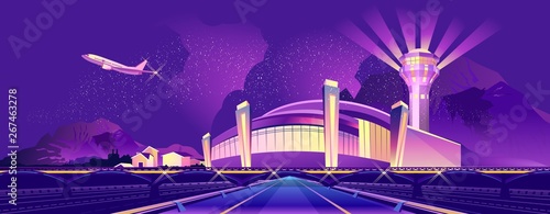 Night neon airport