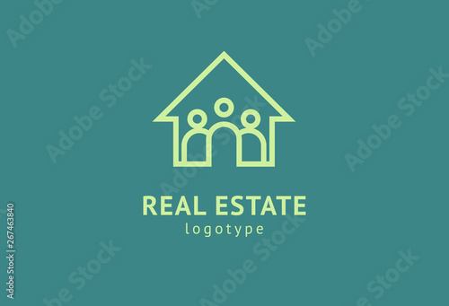 Abstract real estate agent logo icon vector design. Rent, sale of real estate vector logo, House cleaning, home security, real estate auction. Vector building logo concept.