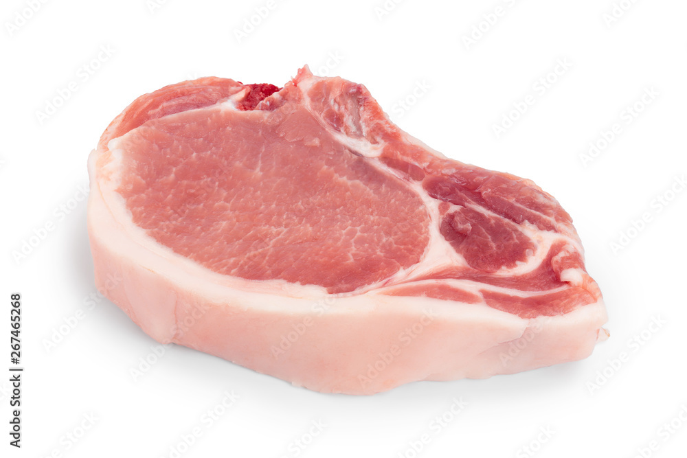sliced raw pork meat isolated on white background sliced raw pork meat isolated on white background