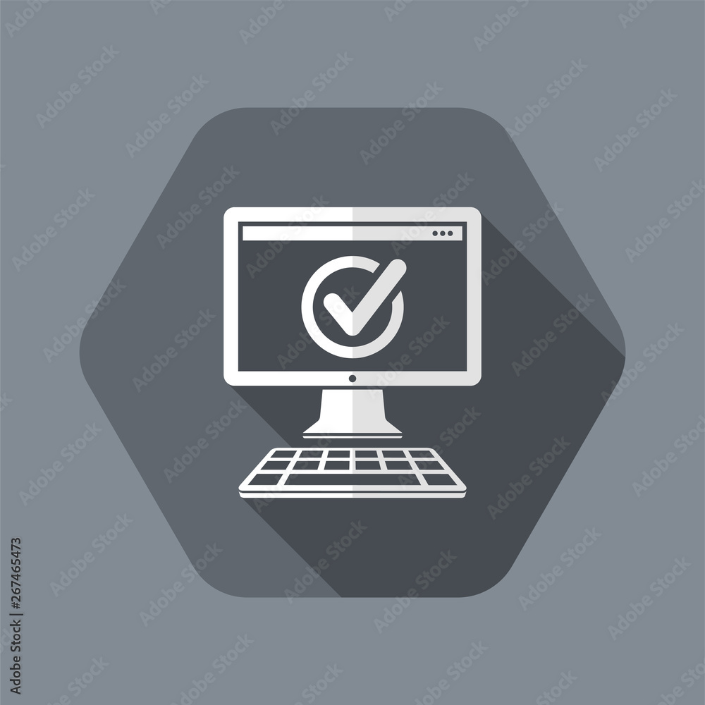 Check computer - Flat minimal icon Check computer - Flat minimal icon