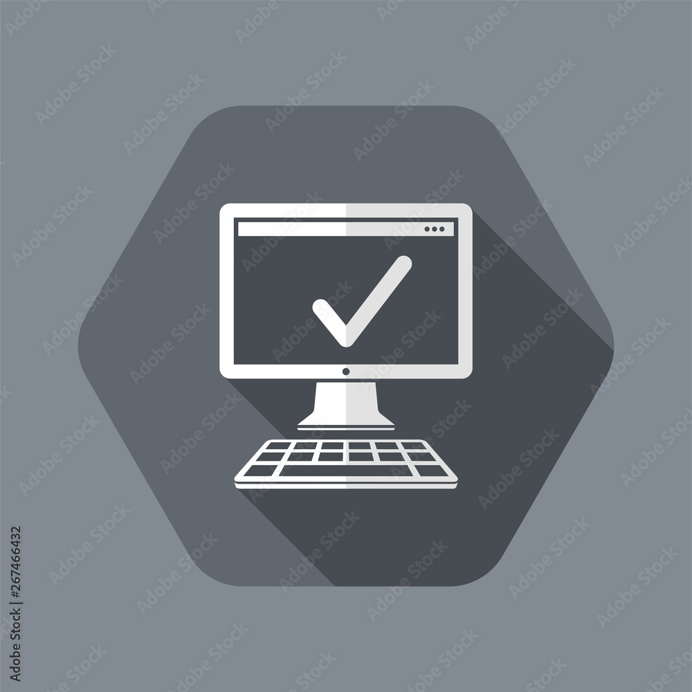 Check computer - Vector flat minimal icon Check computer - Vector flat minimal icon