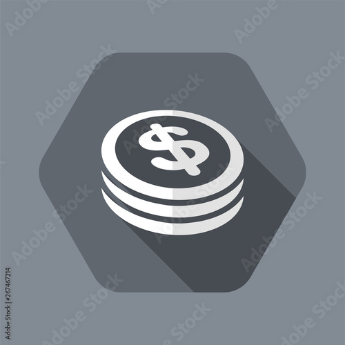 Dollar coin flat icon