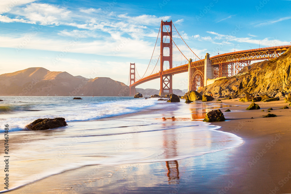 Golden Gate Bridge at sunset, San Francisco, California, USA