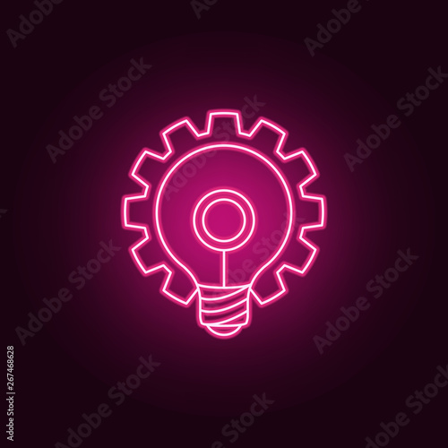 light bulb and gear neon icon. Elements of Idea set. Simple icon for websites, web design, mobile app, info graphics