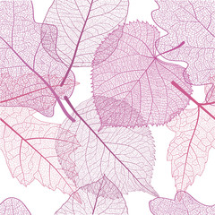 Sierkussen Bladnerven patronen Roze bladeren naadloos vector patroon  © O.Yu