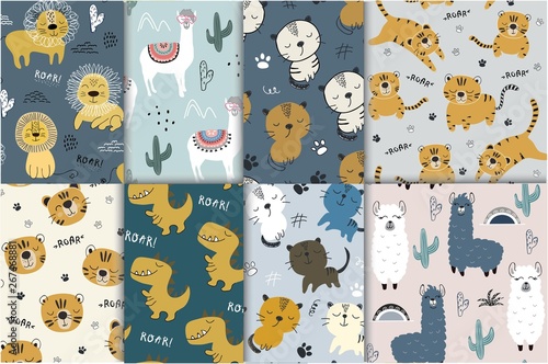 pattern set with different animals for kids clothes,fabric