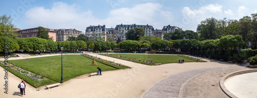Canvas Print Square Saint Lambert public garden in Paris 15th arrondissement - France