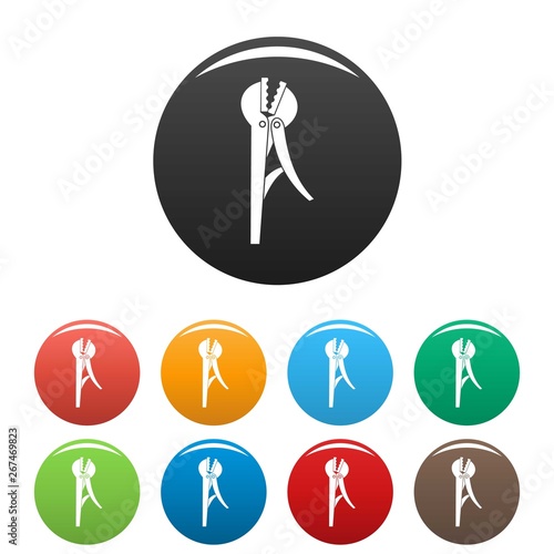 Pliers icons set 9 color vector isolated on white for any design